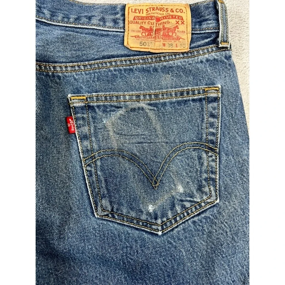 Levi's 501 XX Jeans Mens 38x33 Straight Shrink to Fit Button Fly Y2K Whiskers - Picture 10 of 13